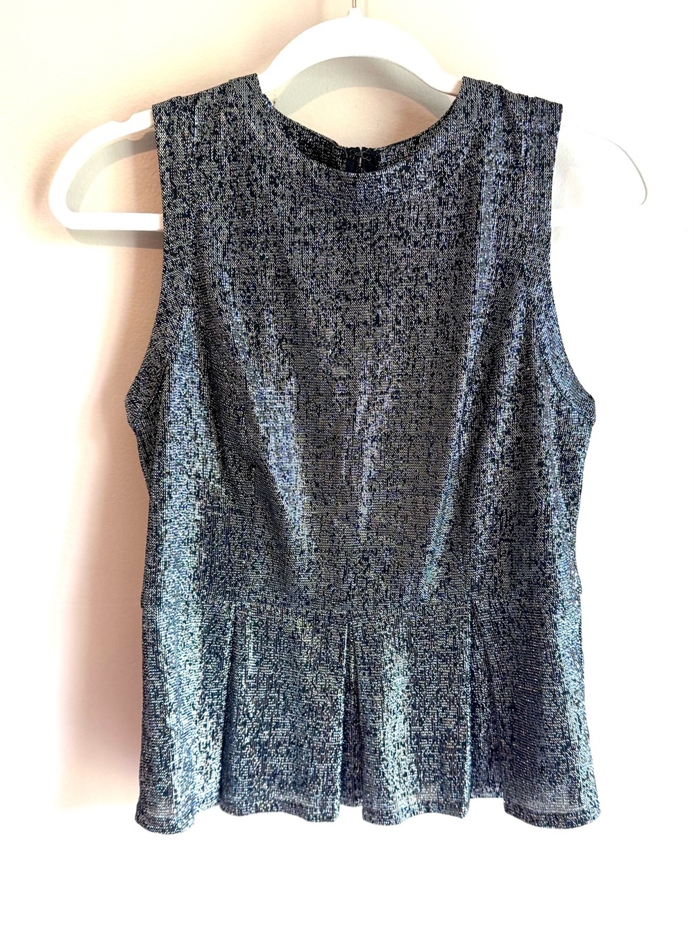 English Factory Silver Metallic Sleeveless Peplum Top Blouse Size M